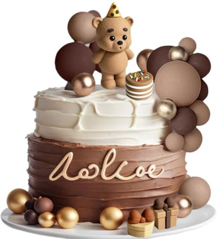 LaVenty Braun Teddybär Tortendeko Teddybär Kuchen Dekoration für Junge Mädchen 1 Jahr Geburtstag