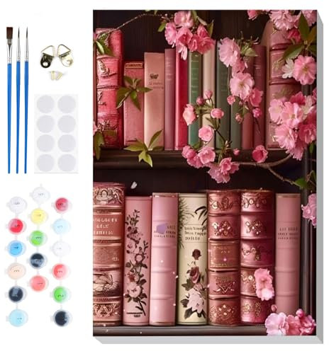 Lxmsja Étagère Peinture Numero Adulte avec Cadre, Peinture par Numero Livres, Peinture Acrylique Numéro d'art avec 3 Pinceaux, Loisirs Créatifs Adultes, Activité Manuelle Adulte, 20x30cm