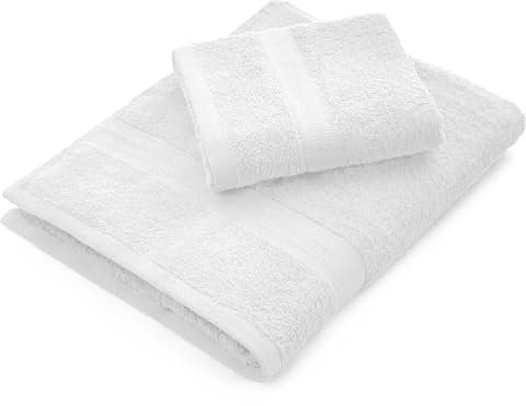 Bassetti Dream - Set Asciugamani Da Bagno Viso e Bidet Coppia Asciugamani da Bagno con Ospite 430 g/mq | 60x110 cm + 40x60 cm | (BIANCO)