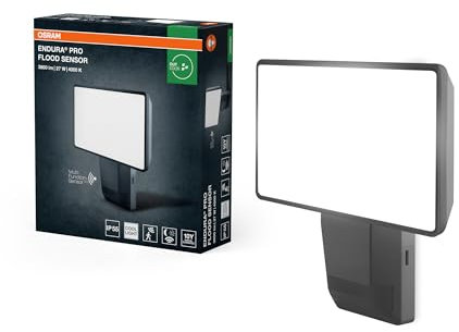 OSRAM ENDURA PRO projecteur mural extérieur avec détecteur, angle large, design optique innovant, 27W gris foncé, IP55, pour parking et parcs
