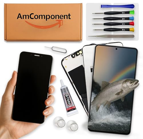 AmComponent - display di ricambio per SAMSUNG GALAXY TAB A7 SM-T500 SM-T505 touch screen schermo LCD vetro | Componente di ricambio con luminosità intensa e risposta al tocco reattiva