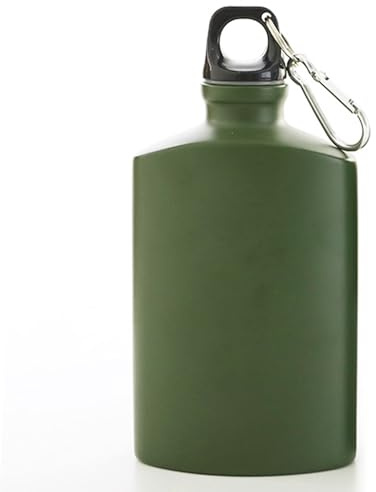 Cantina, Mensa d'Acqua, Bottiglia d'Acqua 4x6 da 500 ml, Bottiglia Piatta per Lega Portatile in Lega di Alluminio con Clip per Esterno, Escursioni, Campeggio