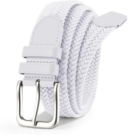 VONMELLI Mens Belt Elastic Belts for Men Stretch Braided Fabric Belts Casual Black Woven Golf Belt for Jeans