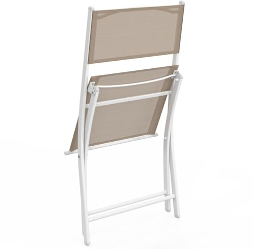 IDMarket - Satz von 6 klappbaren Gartenstühlen Bastia Metall und Textilene weiß und beige