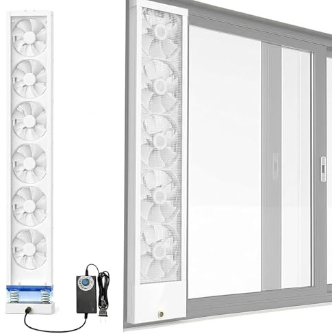 Window Fan for Sliding Windows, Vertical Exhaust and Intake Fan with Reversible Airflow, Tool-Free No-Drill Retractable Vent for Household Bedroom Kitchen, Speed Control white 75-85cm