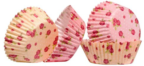 Premier Housewares 60 Pieces Medium Cup Cake Cases Rose Design Cupcake Paper Pink And Cream Greaseproof Muffin Paper Baking Cups Ideal For Birthdays And Parties 8 x 3