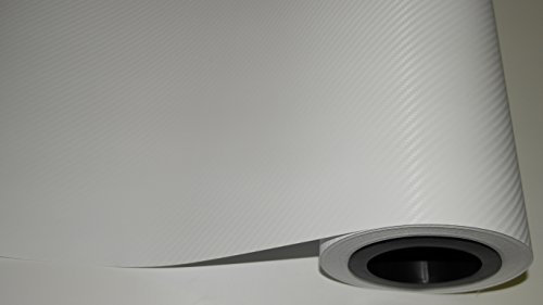 Könighaus (6,58/m2) Weiß 3D Carbon Autofolie 300 x 152 cm mit Luftkanälen + Gratis Rakel inkl. Anleitung