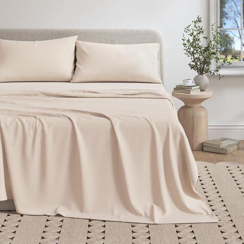 Great Bay Home Baumwoll-Jersey-Strick-Bettwäsche-Set für Queen-Size-Bett, ultraweich, dehnbar, melierte Melange – gemütlich, weiches T-Shirt-Laken und Kissenbezug-Set (Haferflocken)