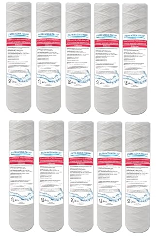CARTUCCIA FILTRO ACQUA FILO AVVOLTO 10 POLLICI MICRON 5 Set 10 Pezzi