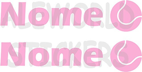AWS 2 Sport-Aufkleber mit Namen, Höhe 2 cm, Tennisball, ohne Hintergrund, 1 Paar Sticker mit Sport-Logo aus Vinyl, wasserdicht, Fahrradhelm Custom Name (Rosa)