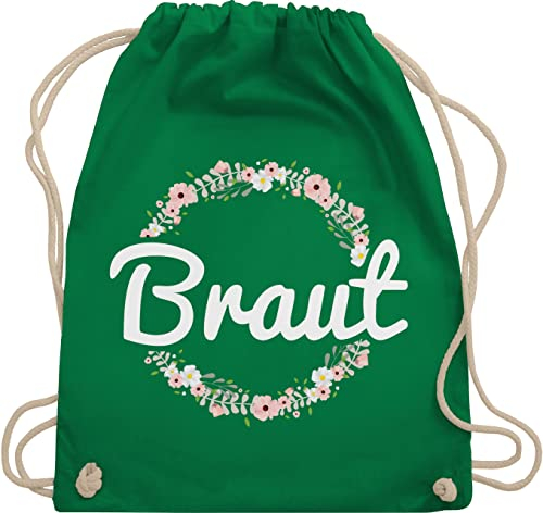 Turnbeutel Rucksack - JGA Junggesellenabschied Frauen - Braut Blumenkranz - Unisize - Grün - brautgeschenk brauttaschen bachelorette party bripe beutel brauttasche junggesellinnenabschied outfit
