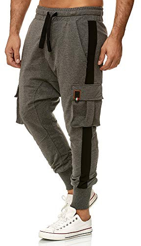Tazzio Herren Jogginghose Cargohose im Haremstil 19618 Anthrazit M