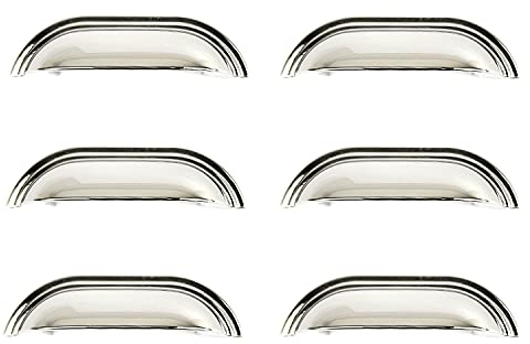 Sets of 6 Cup Handles for Kitchen cabinets & Bedroom Furniture, Cupboard Drawer & Door Polished Chrome Finish by FFF - cc Size 64mm