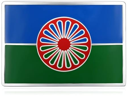 BOBIJOO Jewelry - Boucle de Ceinture avec Drapeau Rom : Symbole Gitan pour Gens du Voyage, Création Exclusive et Signée