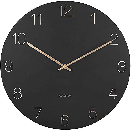 [DL] Wall Clock Charm Engraved Numbers Black D. 40cm, H. 3,5cm, Excl. 1 AA Battery -