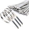 100 Pcs Metal Cable Ties,Tight Stainless Zip Ties 4.6 * 300mm, MgcTolBox Cable Ties Heavy Duty for Exhaust Repair,Cable Management,Heat Wrap for Headers (300mm)