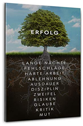 Hustling Sharks® Motivationsbilder als XXL Wandbild Baum des Erfolges - Hochformat (Acrylglasbild, 40 x 60cm), Bilder Büro, Erfolg Bild, Bilder mit Sprüchen, Wanddeko Büro