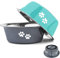 YUDANSI Cuencos para Perros medianos y Grande, Platos para Perros con Suela de Silicona para Agua y Comida, Comedero de Acero Inoxidable para, Platos elevados para Mascotas (2020 ml/23 cm,Juego 2)