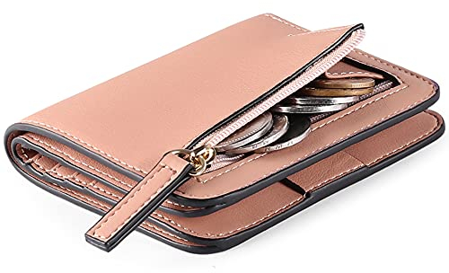 GAEKEAO Damen Geldbeutel klein mit RFID-Schutz, Mini Kurzer Geldbeutel Frauen Leder mit Zipper Brieftasche, Weich Bequem Süß Münzfach Portemonnaie