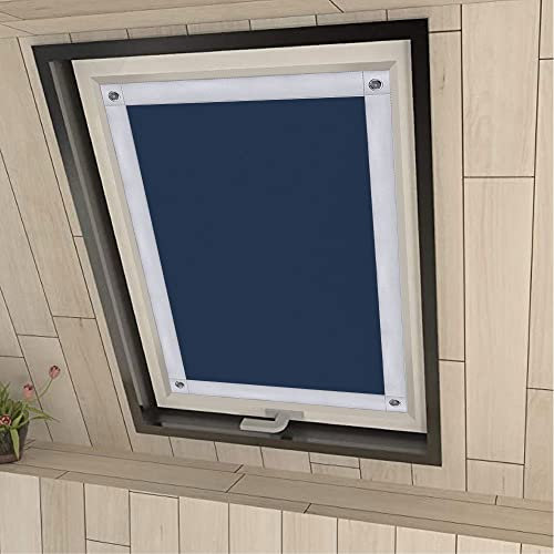 Eurohome Tenda oscurante al 100% senza fori, con ventose per finestre Velux, blu scuro, 76 x 78 cm, per PK04