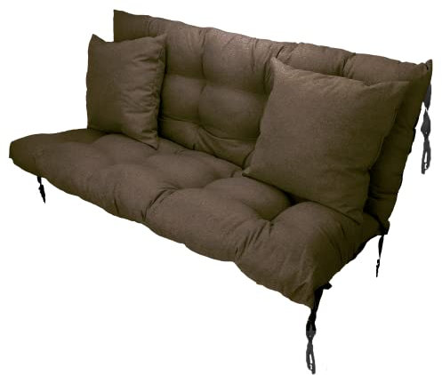 Filippo Sitzauflagen Gartenmöbel 120 x 55 x 55 cm Braun - Kissen Hollywoodschaukel Beständig Gegen Schimmel – Handgefertigt Polster für Hollywoodschaukel mit Befestigungsschnüre