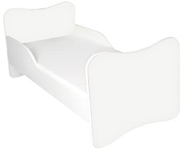 AS-TOR Kinderbett Jugendbett Wiki 80x160 mit Matratze - Bett Schlafzimmer Kindermöbel Kinderbetten für Mädchen und Junge, Hochwertige Möbelplatte, Solide und Sicher, Weiß