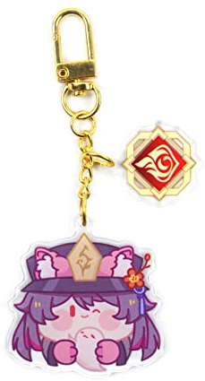 嘉信誉 Genshin Impact Keychains Halloween Characters Epoxy Keychains Hu Tao Zhongli Klee Xiao Venti Halloween Keychain (Color:Hu Tao)