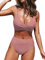CUPSHE Femme Bikini Torsadé Taille Haute Ensemble Bikini Col V Élégant Maillots de Bain 2 Pièces Rose M