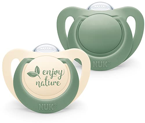 NUK for Nature Babyschnuller | aus nachhaltigem Silikon | kiefergerechte Form | BPA-frei | 18-36 Monate | eukalyptusgrün | 2 Stück