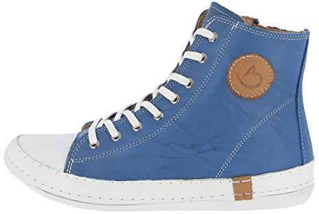 Andrea Conti Damen Stiefelette High Top Sneaker lässig mit Highlights 0025902, Größe:39 EU, Farbe:Blau