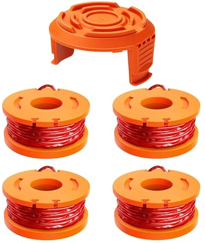 MUFUSHAN 4pcs Strimmer Spool and Line, WA0004 Grass Strimmer Spool Compatible with Worx Grass Trimmers Replace WG151,WG163E.1,WG163E.2,WG163E.3,WG163E.6,WG163E.9