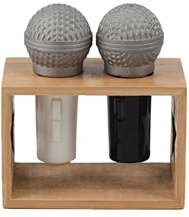Winkee Rocks - Mikrofon Salt & Pepper Shaker | Die coolen Gewürzstreuer in Mikrofon Optik | Keramik- Salz und Pfefferstreuer | Deko für Küche | Geschenk zu Weihnachten, Hochzeitstag, Geburtstag
