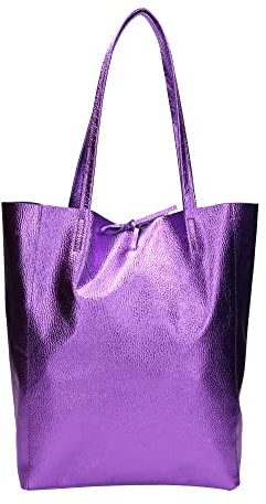Borsa a Mano Shopper Donna in Pelle Dollaro Borse a Spalla (Viola)