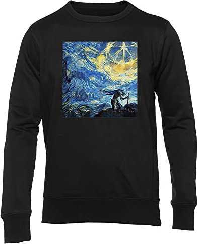 GENIGMAE Elden Ring Sternennacht Jumper Unisex Herren Damen Lange Ärmel Schwarz Sweatshirt Men Women Sweater Black XXL