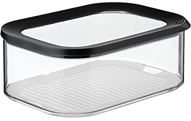 Mepal Modula Boîte à fromage de 2000 ml noire pour le réfrigérateur en plastique avec insert anti-condensation convient au lave-vaisselle 22,4 x 16 x 8,6 cm