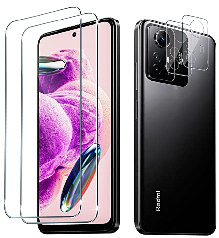 Liilaa Protector de Pantalla para Xiaomi Redmi Note 12S, 2 Piezas Cristal Templado y 2 Piezas Protector de Lente de Cámara, Anti Arañazos Dureza 9H Vidrio Templado