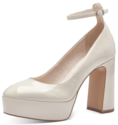 Tamaris Damen Pumps mit Riemchen Vegan Stilettoabsatz; Ivory/beige; 38