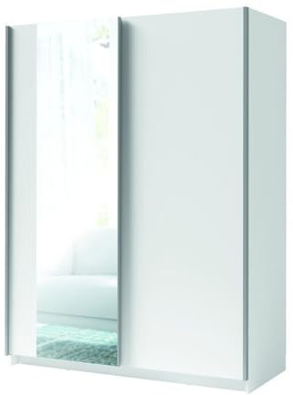 Meublorama Armario GOZU de 2 Puertas correderas con Espejo - Color Blanco - 180 x 198 x 62 cm