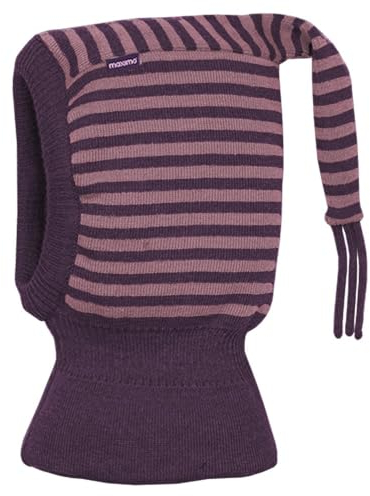 maximo Mini-Schlupfmütze, Zipfel Strick, Ringel, doppelt Made in Germany 49 aubergine/rauchlila