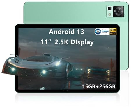 DOOGEE T30 Pro 11 Inch Tablet, 15GB+ROM 256GB (TF 2TB), 2.5K, 20MP/8MP Camera, Android 13, 4G-LTE, 2.4GHz&5GHz Wi-Fi Tablet, Face unlocking & Bluetooth 5.2, 8580mAh 33W Fast charging, Green