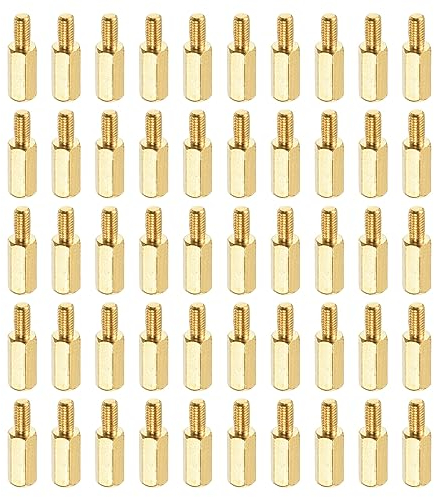 QUARKZMAN M3 Männlich bis Weiblich Sechskant Abstandhalter x 50Stk Sechskant Hauptplatine Koppelmutter für Computer und Leiterplatte [Gold]