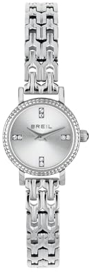 Breil, Collezione Darling, Orologio Donna in Acciaio, Bracciale Sottile e Flessuoso in Maglia Milanese, Lunetta Decorata, Chiusura a Scorrimento, Cassa 18mm, Lunghezza Regolabile 13.5-19 cm, Silver