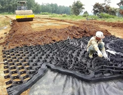 Kiesgitter Schlammschutzgitter Für Den Außenbereich, Wiederverwendbare Geogitter 10cm Durchlässig Boden Bodenstabilisator/ Böschungsgeflecht Für Hof, Parkplatz Und Landschaftsbau, Wabe Flexibel ( Colo