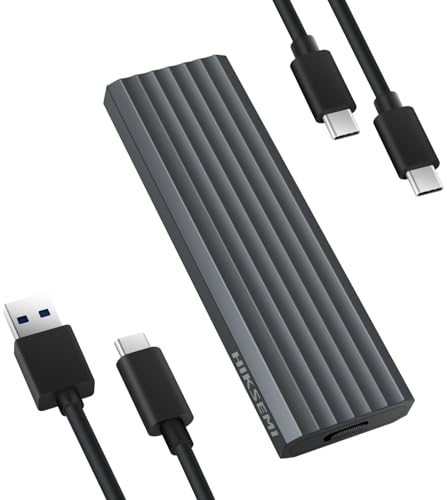 HIKSEMI Boîtier SSD M.2 NVME, USB C 3.2 Gen 2 10Gbps Adaptateur SSD M2 USB, Aluminium sans Outils Boitier SSD NVME pour PCIe M-Key/M+B Key SSD Taille 2230/2242/2260/2280, Soutenir UASP Trim