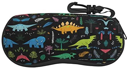 Faduni Dinosaurier-Palmblatt-Brillenetui, tragbar, mit Reißverschluss, Sonnenbrillen-Etui, Schutz für Männer und Frauen oder Kinder