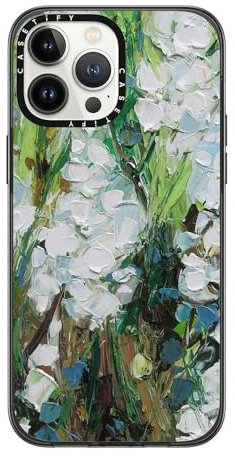 CASETiFY Compact iPhone 13 Pro Max Case [2X Military Grade Drop Tested / 4ft Drop Protection] - Wild Squill Flowers - Clear Black