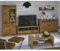 Wohnwand Wohnmöbel Set braun 5-teilig modern, 1 Sideboard, 1 Couchtisch, 1 Vitrine, 1 Lowboard, 1 Wandboardinkl. Beleuchtung