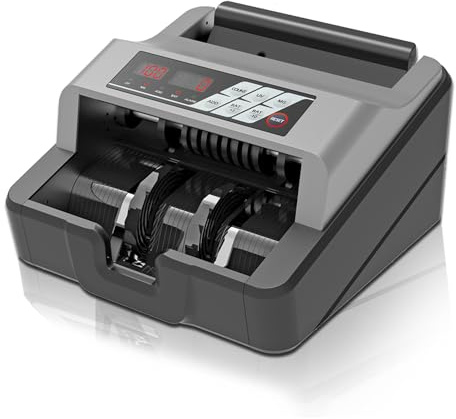 TIHOO Money Counter - Advanced UV/MG Counterfeit Detection, Fast & Accurate Dollar Bill Counting, 1,300 Bills/Min, User-Friendly, Durable 24/7 Operation, 2-Year Warranty, Black & Gray