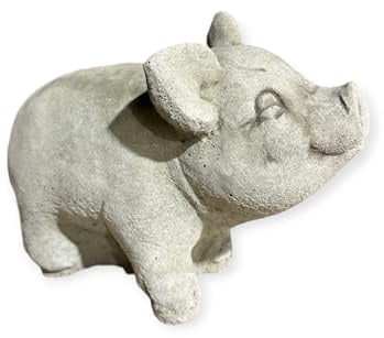 OriginalPaul Skulp & Betondesign Frostsicheres kleines Schwein - Handgefertigt in Deutschland - H 21cm x B 13cm x T 25cm