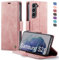 XYGLOW Handyhülle für Samsung Galaxy S21 Hülle Klappbar Premium PU Lederhülle Klapphülle【RFID Schutz】 Kartenfach Standfunktion Schutzhülle für Samsung S21 5G Flip Case Wallet Tasche Cover, Rosa